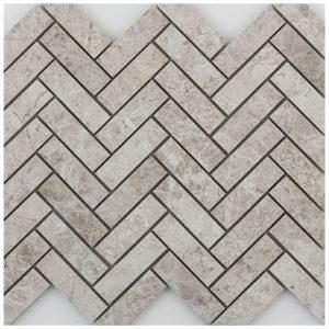 Marble Mosaics – Herringbone Silver Honed