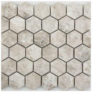 Marble Mosaics – Hexagon Silver Honed