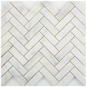 Marble Mosaics – Herringbone White