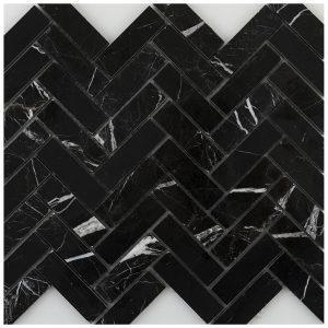 Marble Mosaics – Herringbone Black