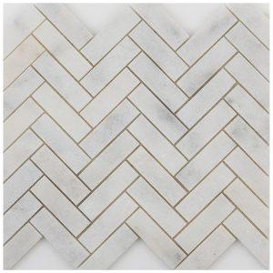 Marble Mosaics – Herringbone White Honed