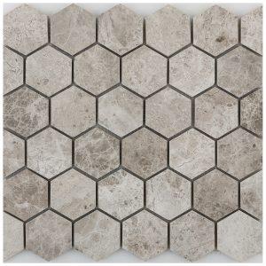 Marble Mosaics – Hexagon Silver