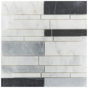 Marble Mosaics – White Grey Black Mix (Interlock)