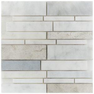 Marble Mosaics – White Silver Grey Mix (Interlock)